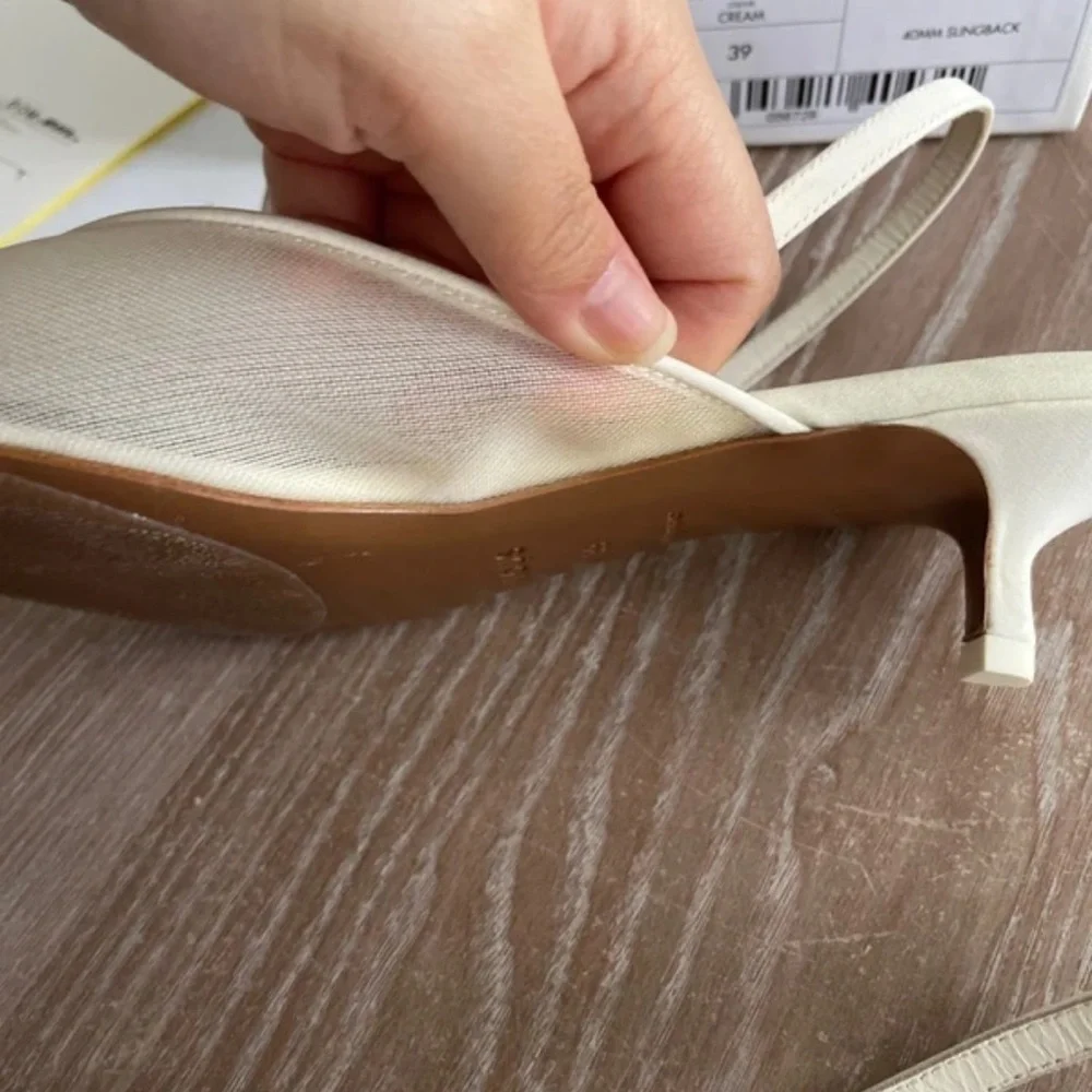 Elegant Cream Lace Slingback Heels - Picture 4 of 8